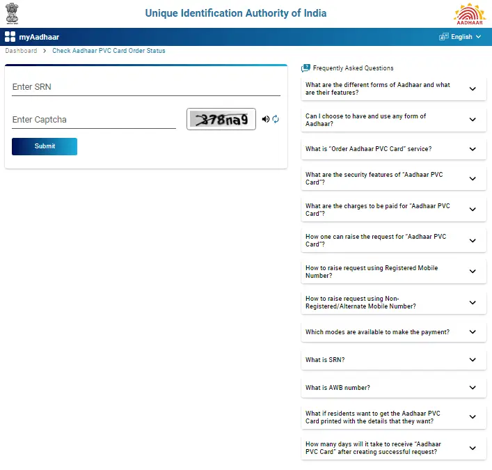 PVC Aadhar Card Order Online Apply