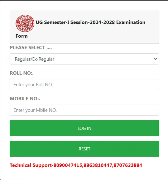 LNMU UG 1st Semester Exam Form 2024-28