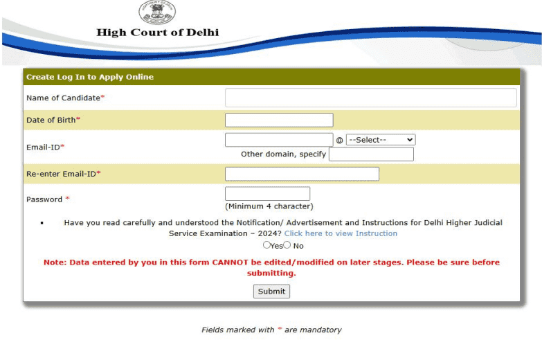 Delhi Higher Judicial Services Exam 2024