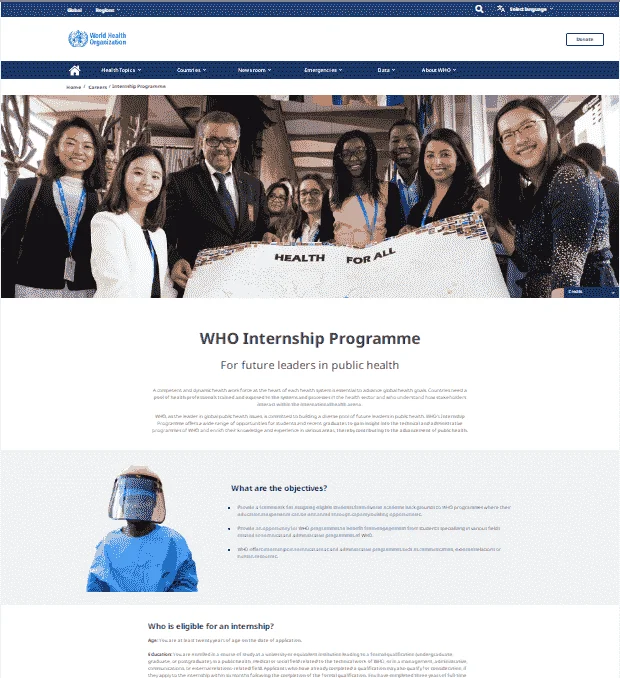 WHO Global Internship Programme