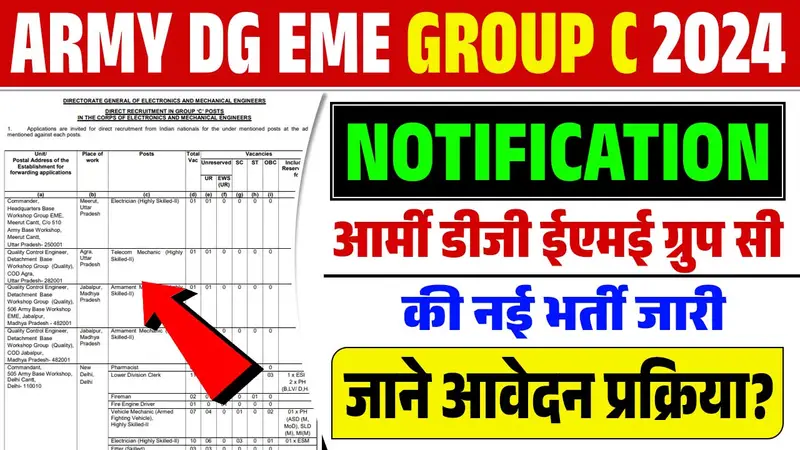 Army DG EME Group C Recruitment 2024