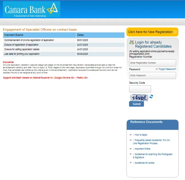 Canara Bank SO Recruitment 2025