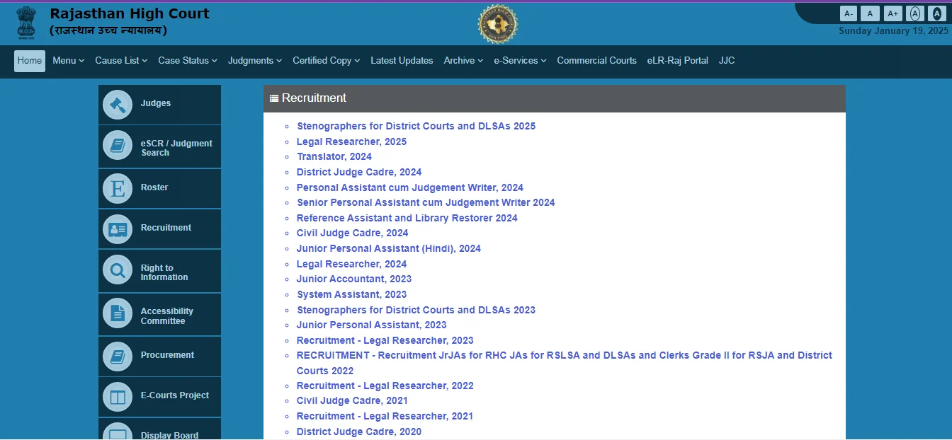 Rajasthan High Court Stenographer Recruitment 2025