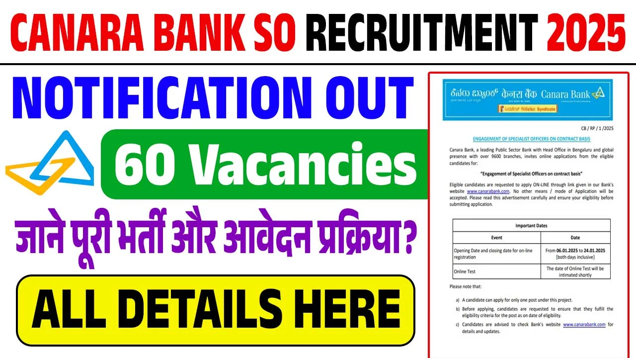 CANARA BANK SO RECRUITMENT 2025