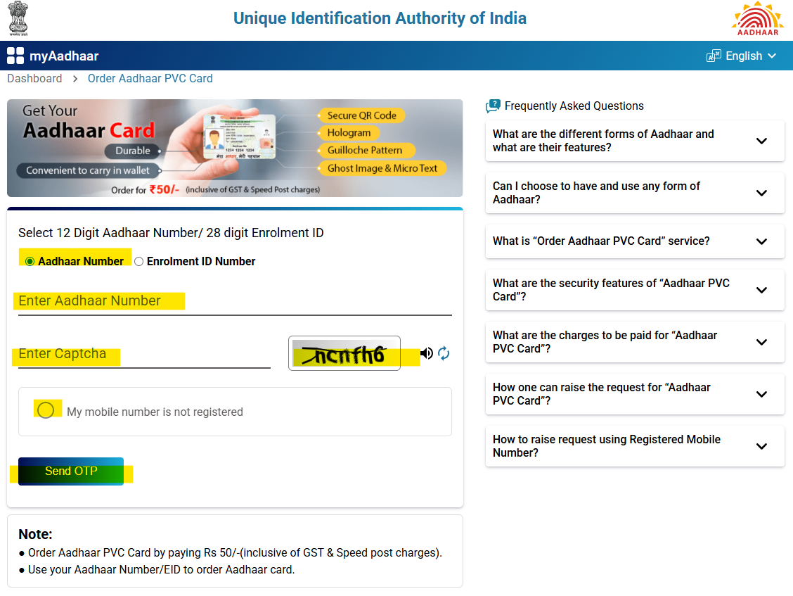 PVC Aadhaar Card Online Order 2025